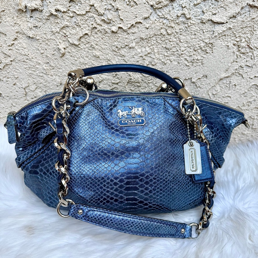Coach Madison Blue Python Crossbody W/ Dustbag - image 1
